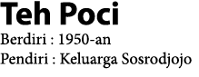 Teh Poci Berdiri : 1950-an Pendiri : Keluarga Sosrodjojo